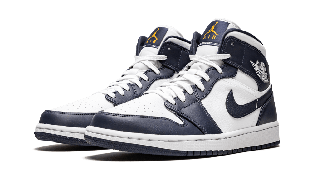 Air Jordan 1 Mid White Metallic Gold Obsidian