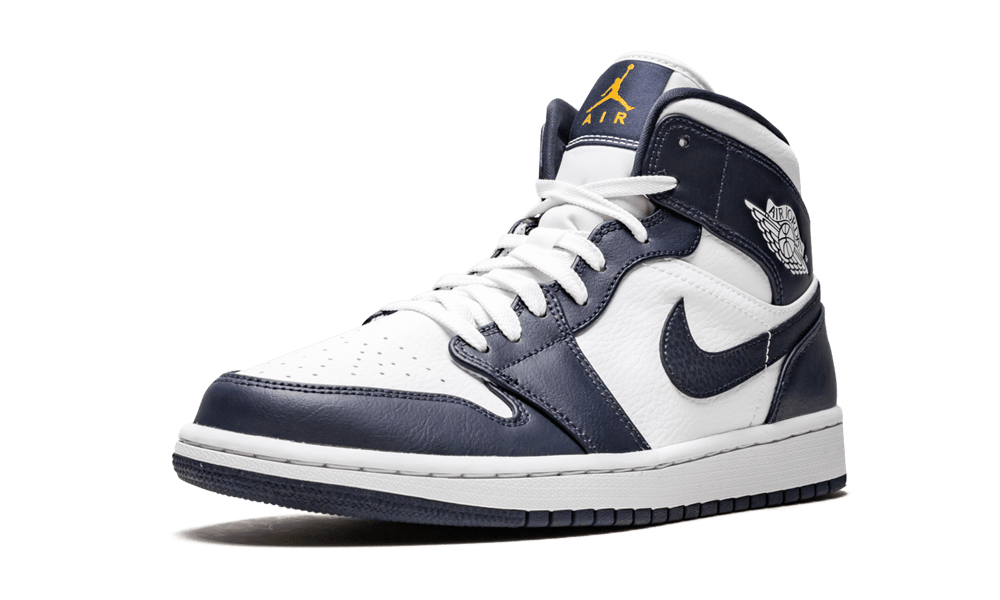 Air Jordan 1 Mid White Metallic Gold Obsidian